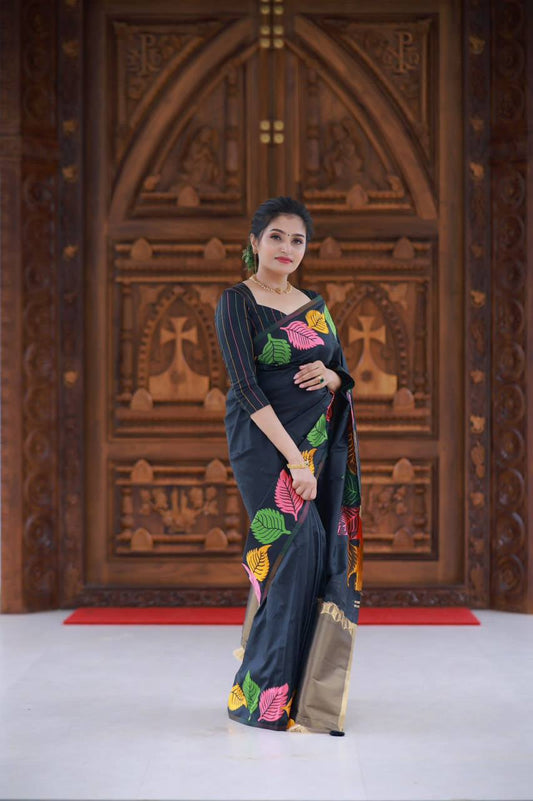 Banarasi Silk Weaving Black Classic Saree