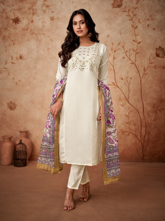 Elegant Off-White Ethnic Set