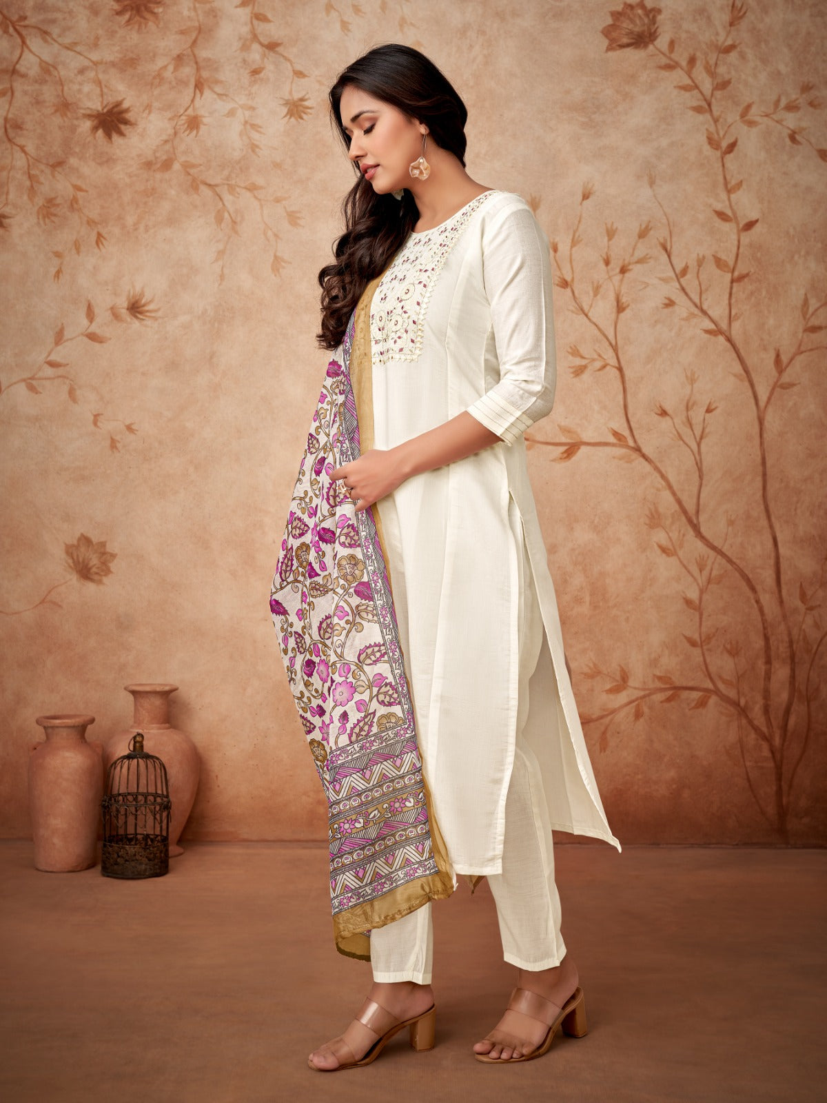 Elegant Off-White Ethnic Set