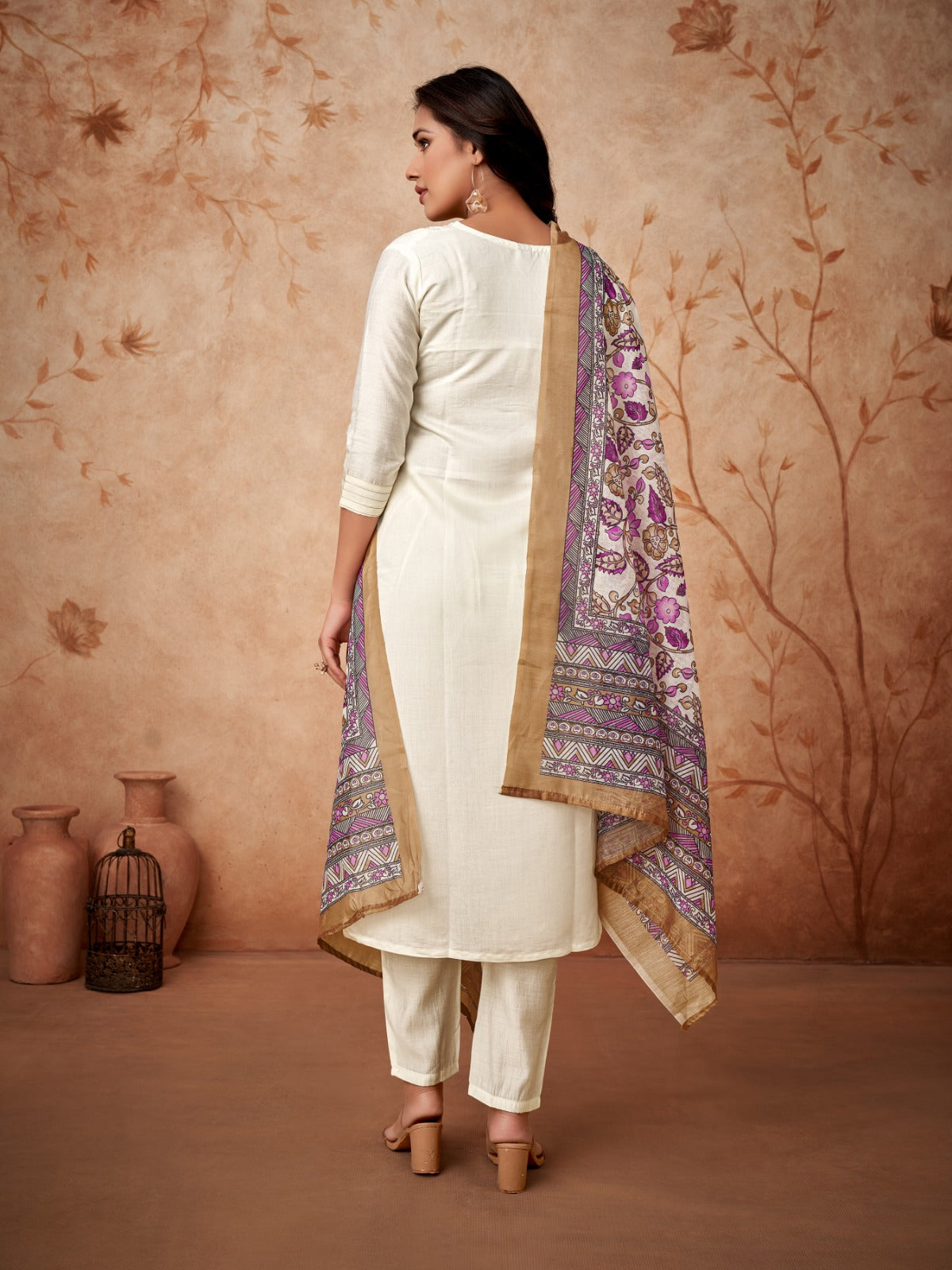 Elegant Off-White Ethnic Set