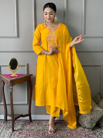 Sunny Yellow embroidered kurta set