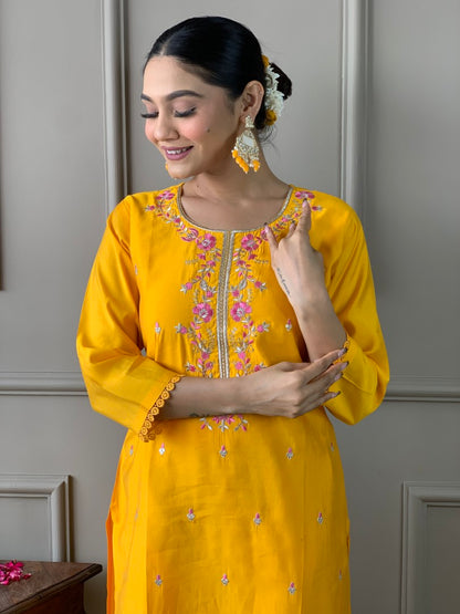 Sunny Yellow embroidered kurta set