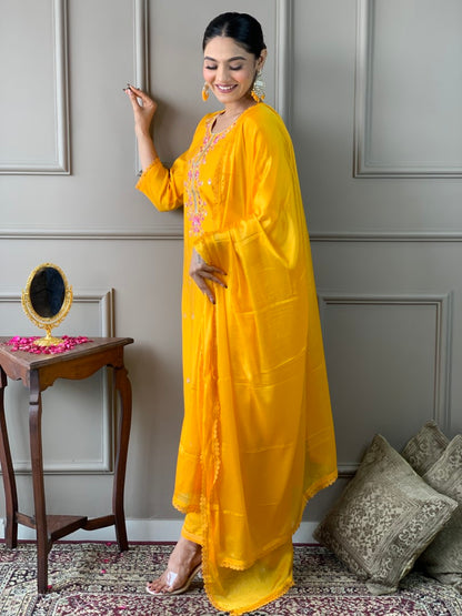 Sunny Yellow embroidered kurta set