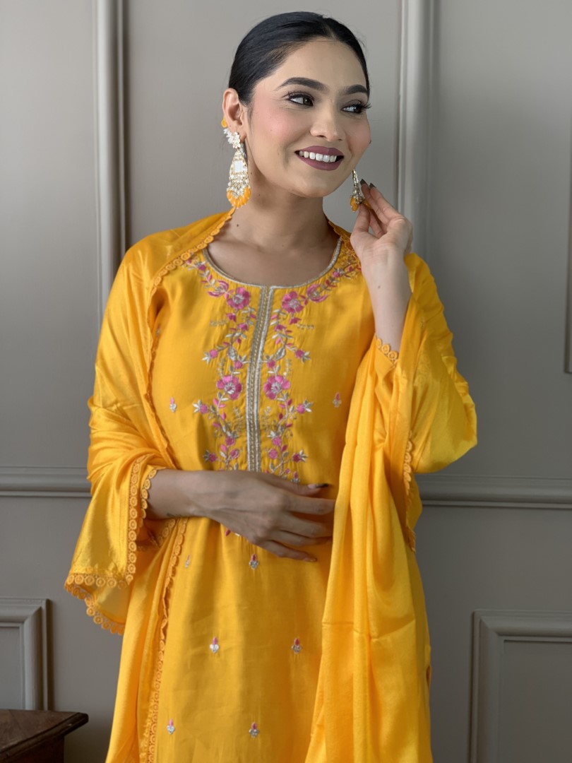 Sunny Yellow embroidered kurta set