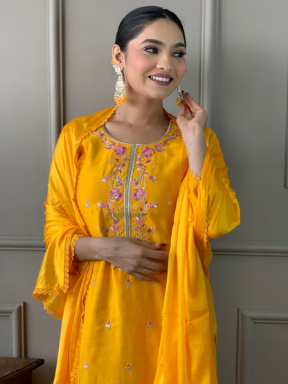 Sunny Yellow embroidered kurta set